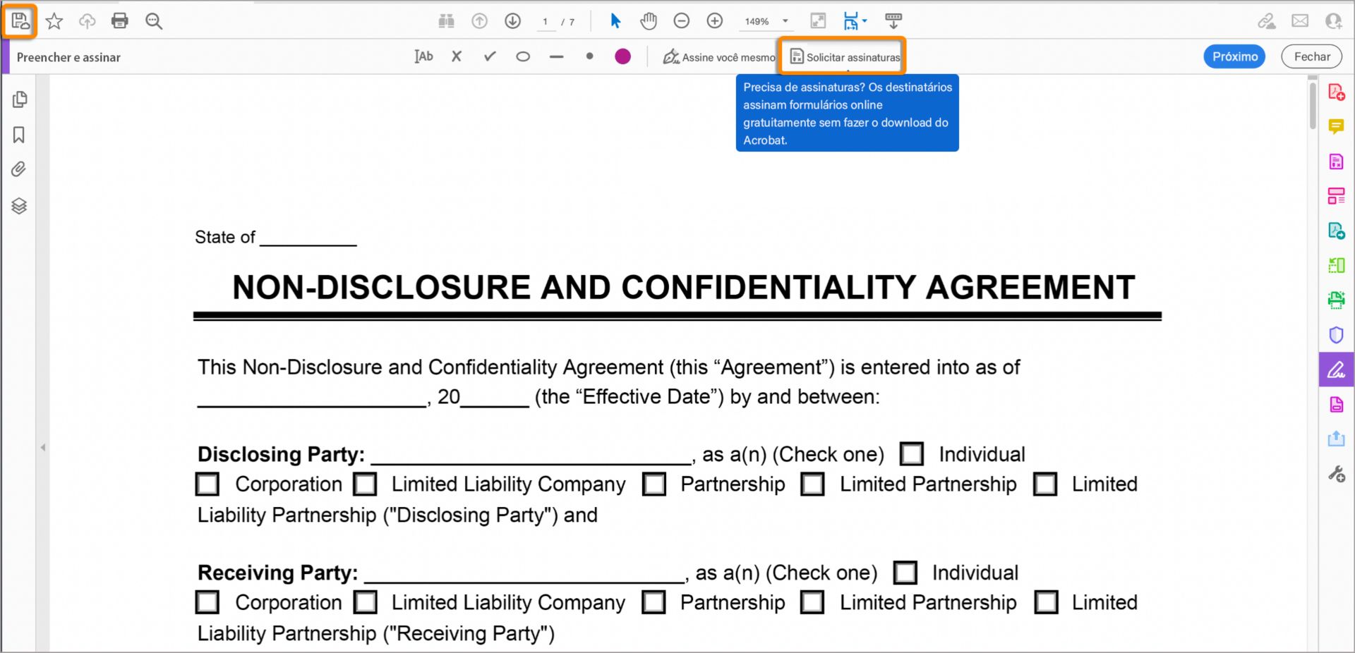 Prompt de Solicitar assinaturas ao salvar o formulário