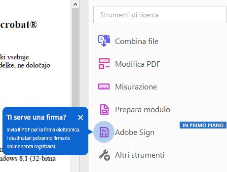 Suggerimento contestuale per Richiedi firme