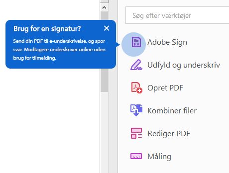 Kontekstuelt tip: Anmoder om signaturer