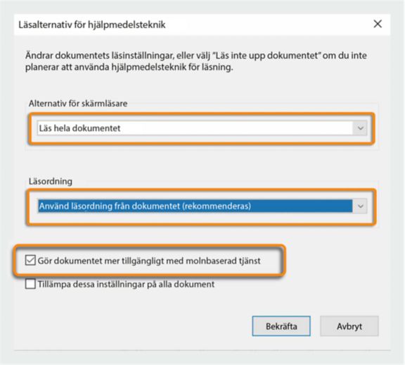 Läsalternativ för hjälpmedelsteknik