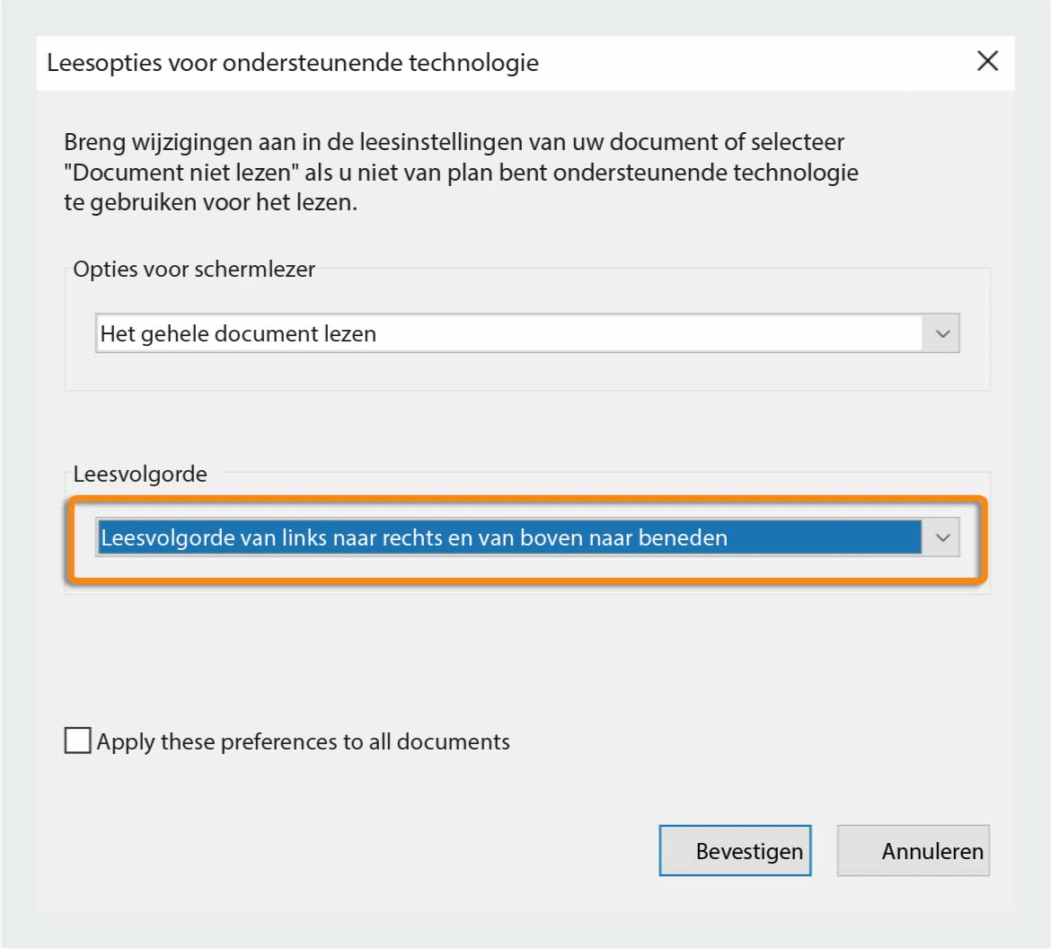 Leesopties voor ondersteunende technologie wanneer de cloudservice niet wordt gebruikt