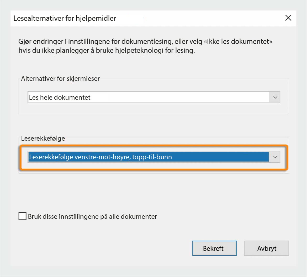 Lesealternativer for hjelpeteknologi når skytjenesten ikke brukes