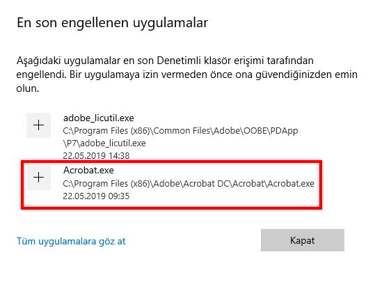 Yakın geçmişte engellenen uygulamalar