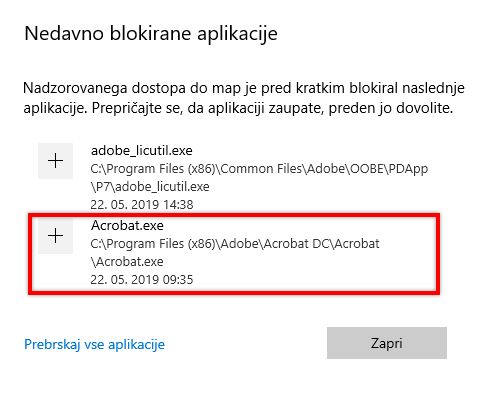 Nedavno blokirani programi