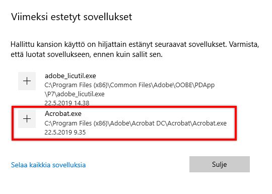 Äskettäin estetyt sovellukset