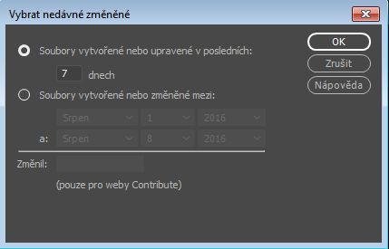 Vyhledání nedávno upravených souborů
