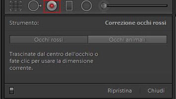 Correzione occhi rossi di Lightroom