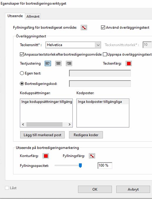 Egenskaper för bortredigeringsverktyget i Acrobat