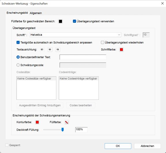 Schwärzen-Werkzeug – Eigenschaften in Acrobat