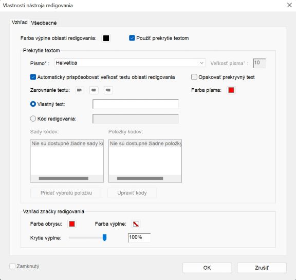 Vlastnosti nástroja redigovania v aplikácii Acrobat