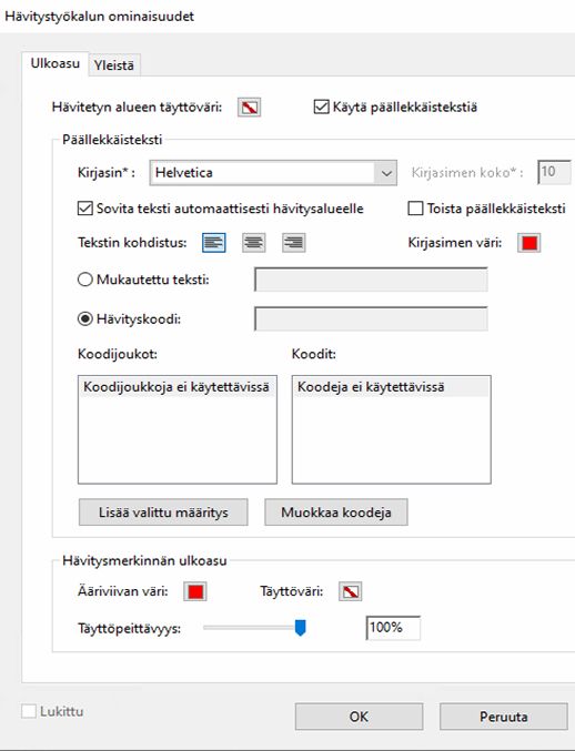 Hävitystyökalun ominaisuudet Acrobatissa