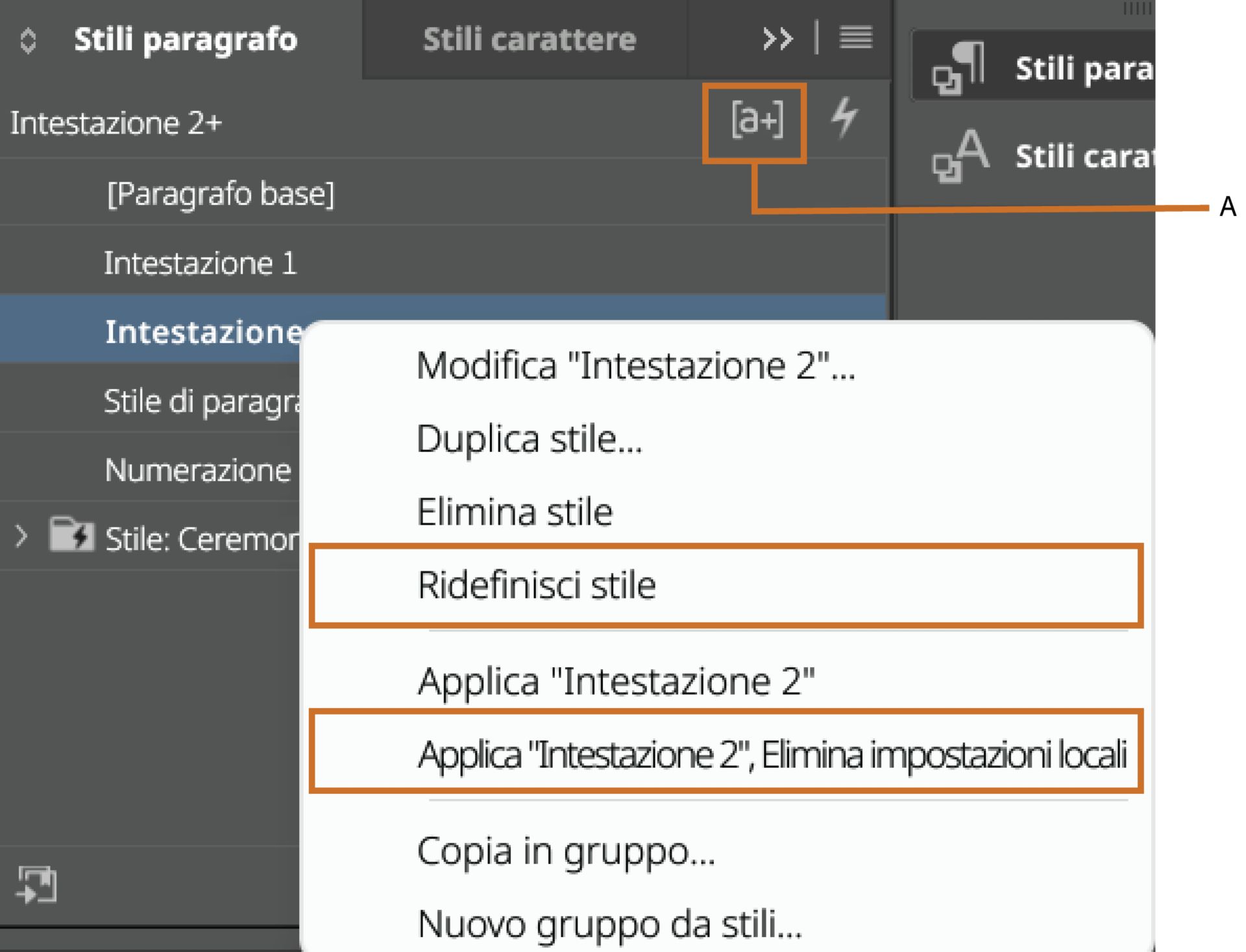 Modifiche di stile in InDesign