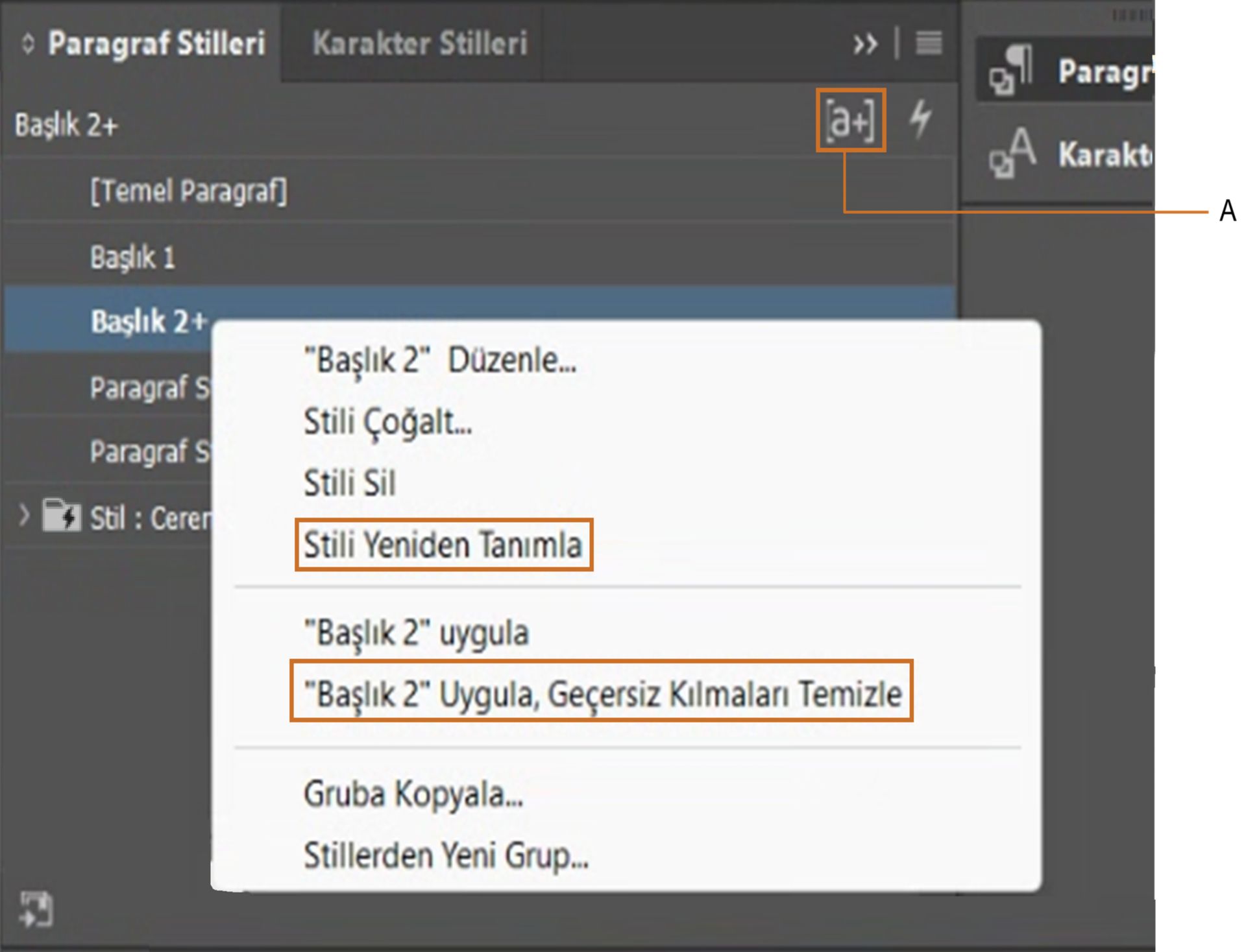 InDesign'da Stil Geçersiz Kılmaları