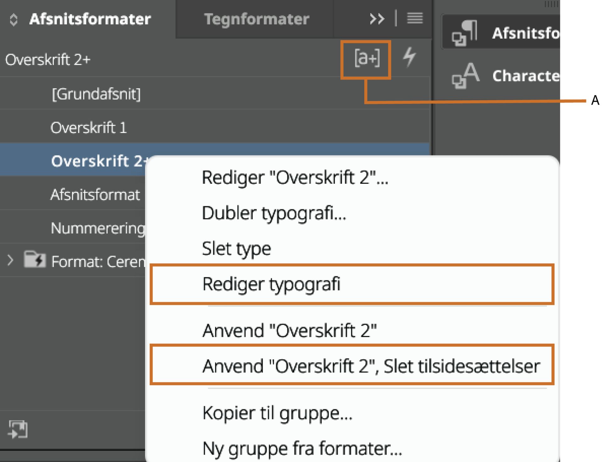 Tilsidesættelser af typer i InDesign