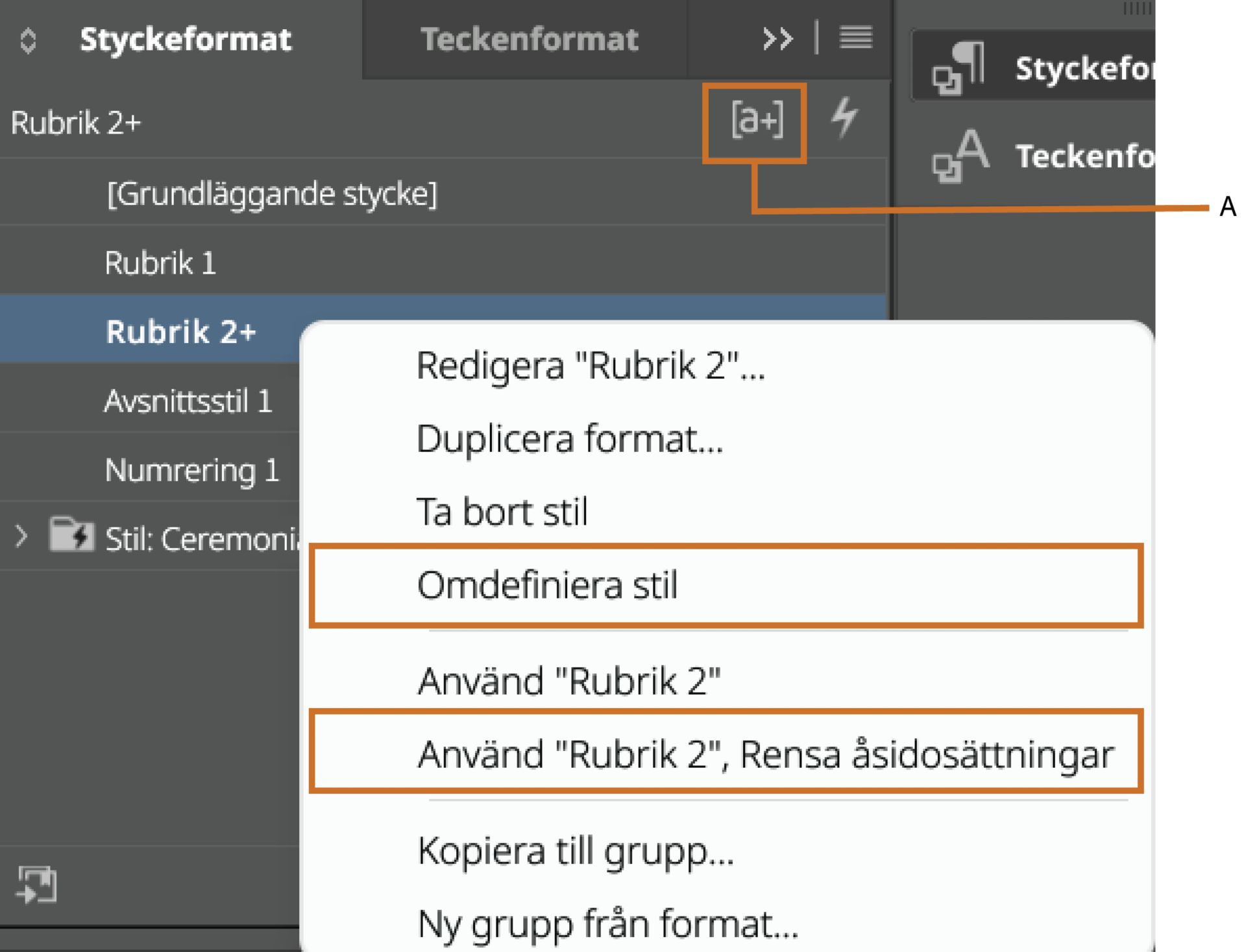 Formatåsidosättningar i InDesign