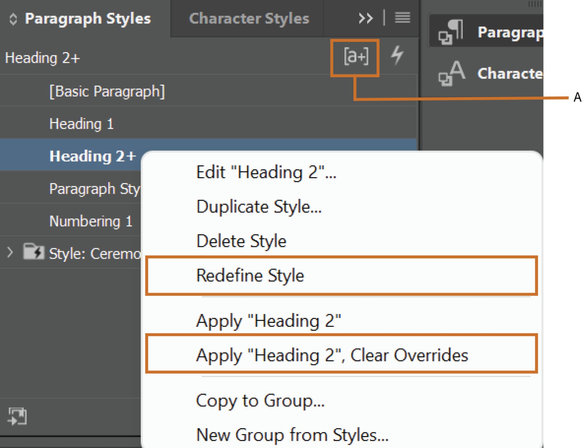 تجاوزات النمط في InDesign