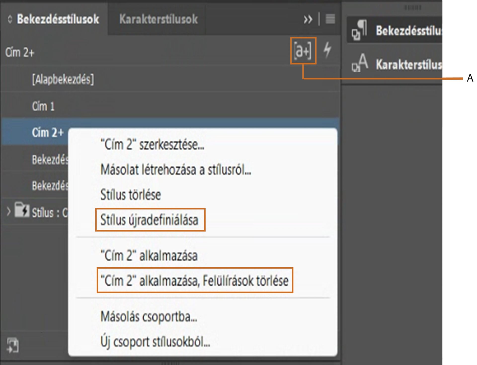 Stílusfelülírások az InDesignban