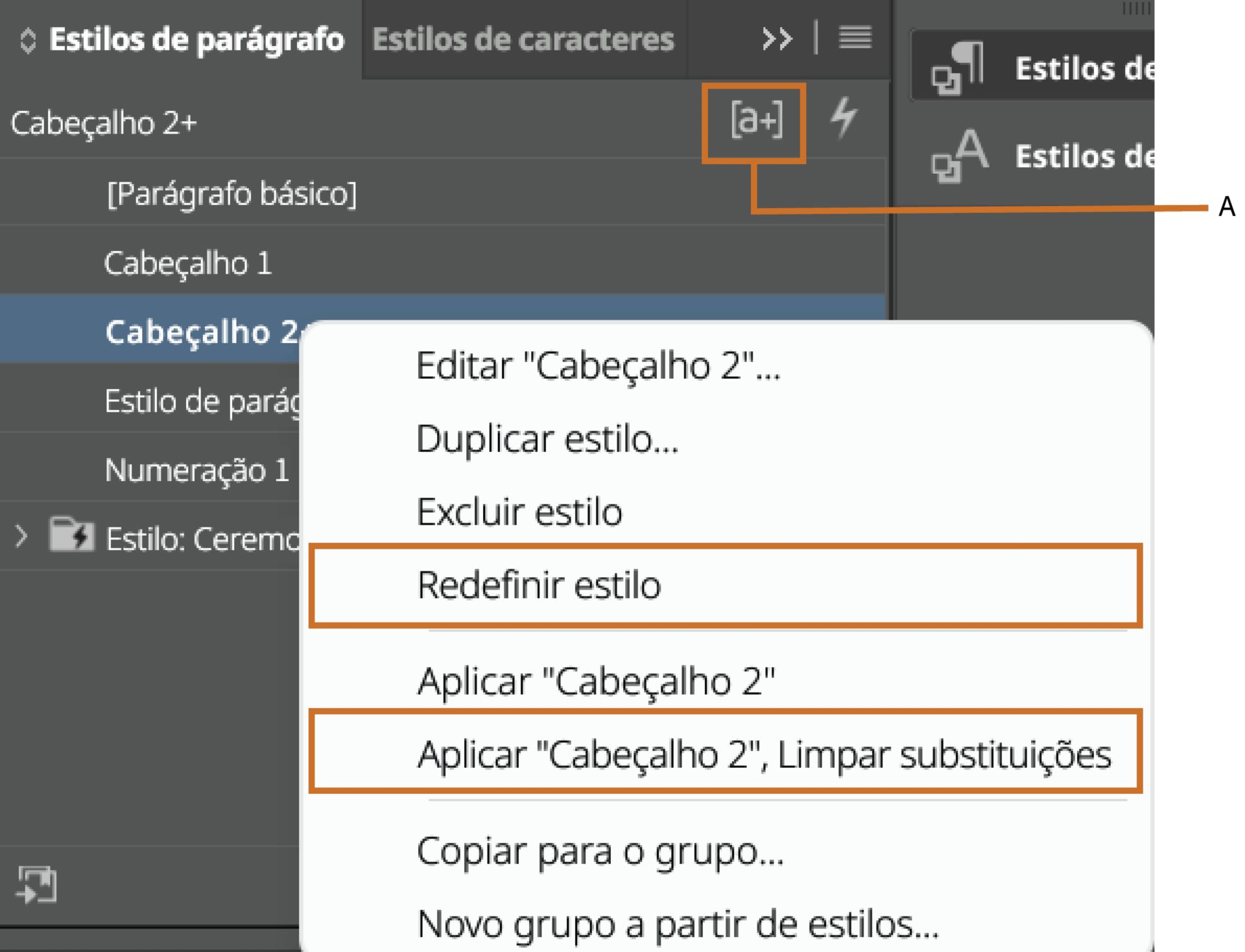 Substituições de estilo no InDesign