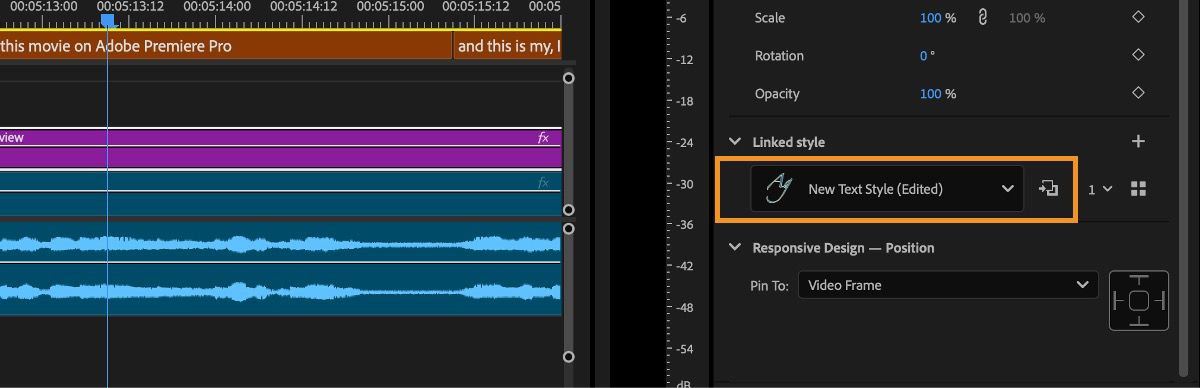 La IU del panel de gráficos esenciales con Redefinir estilo resaltado. 