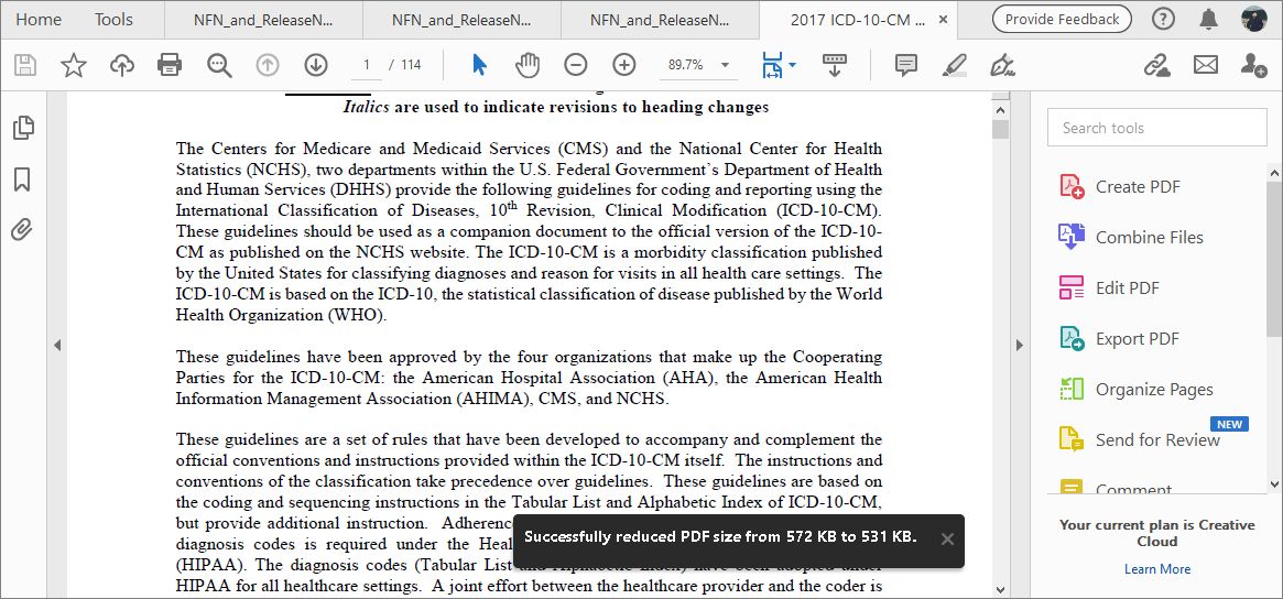 رسالة تصغير حجم الملف بنجاح