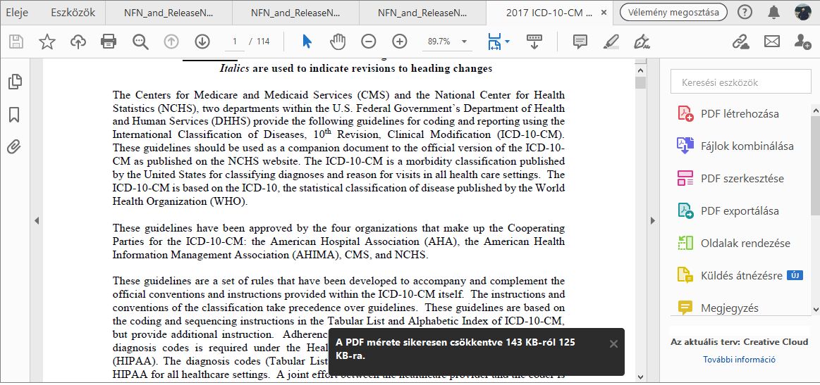 A fájl mérete sikeresen csökkentve üzenet
