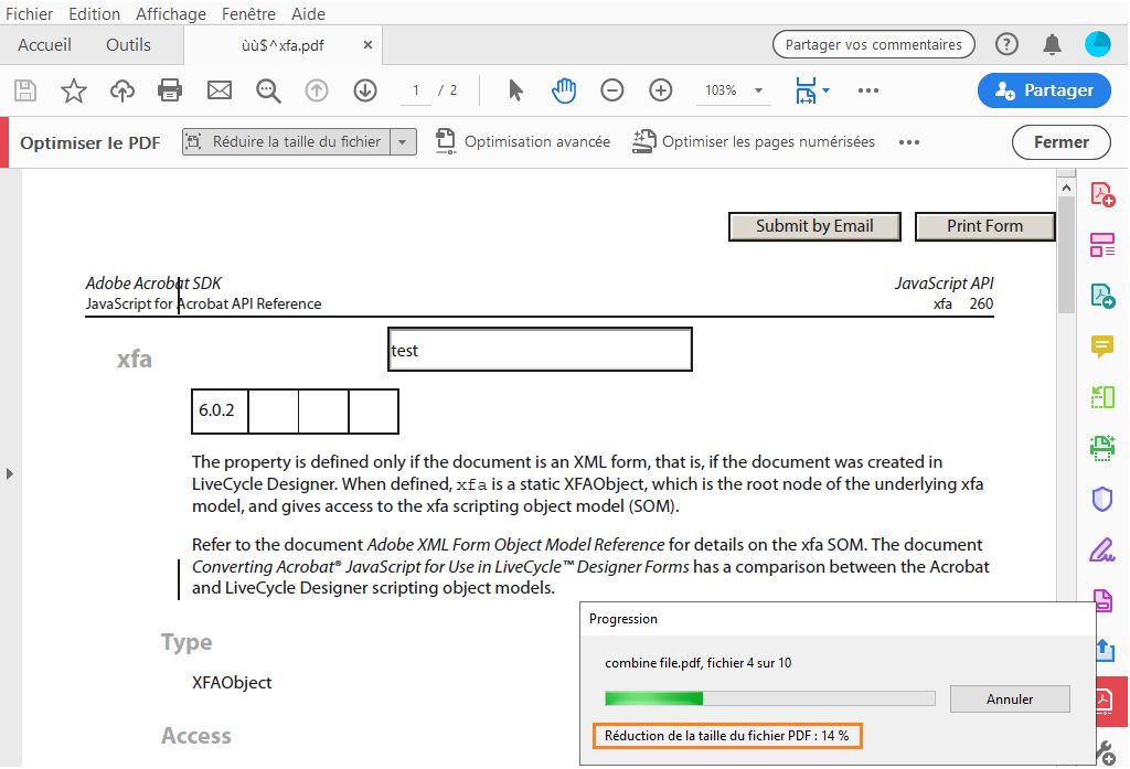 Barre de progression lorsque plusieurs PDF sont optimisés