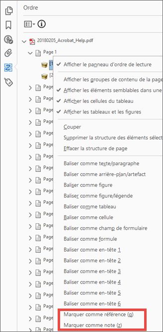 Référence et Notes dans l’outil Ordre de lecture