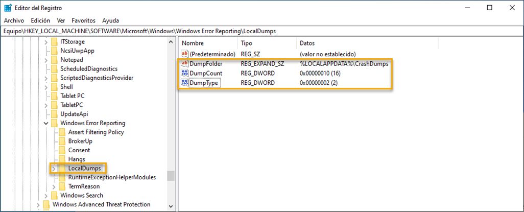 Clave de volcados locales