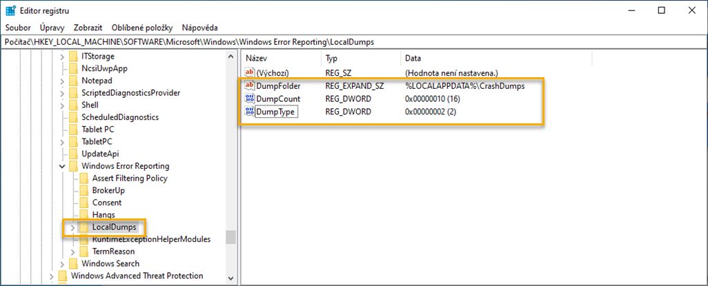 Klíč lokálních výpisů