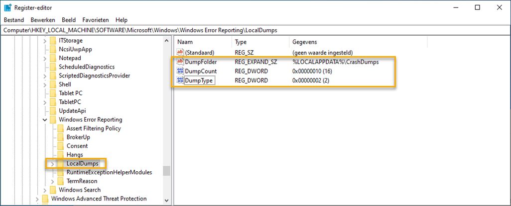 Sleutel lokale dumps