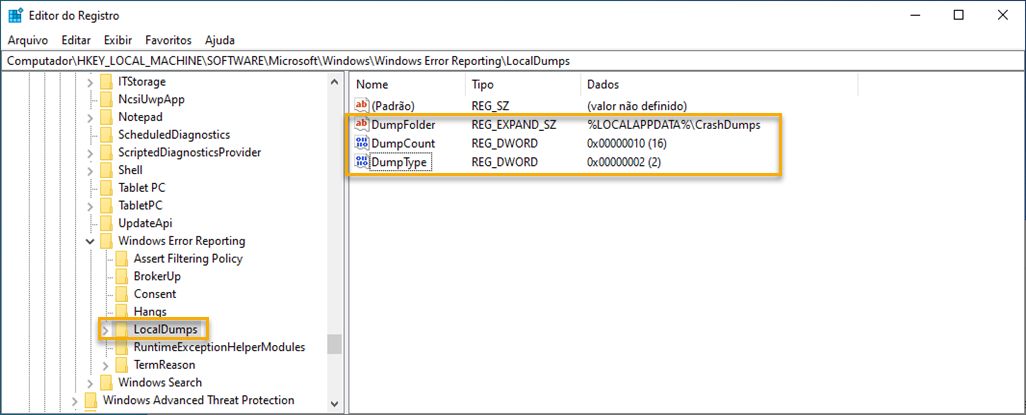 Chave de despejos locais