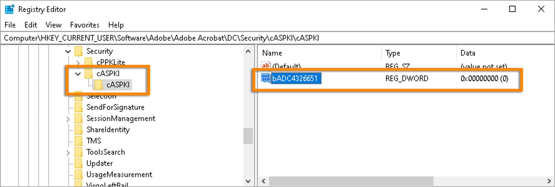 bADC4326651-registreringsdatabasenøgle