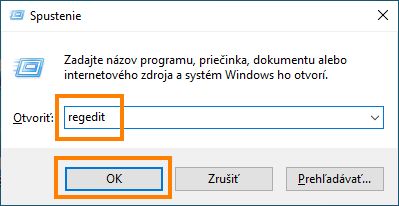 Otvorte Editor databázy Registry