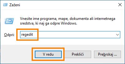 Odprite urejevalnik registra
