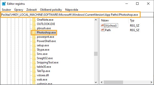 Přechod ke klíči registru