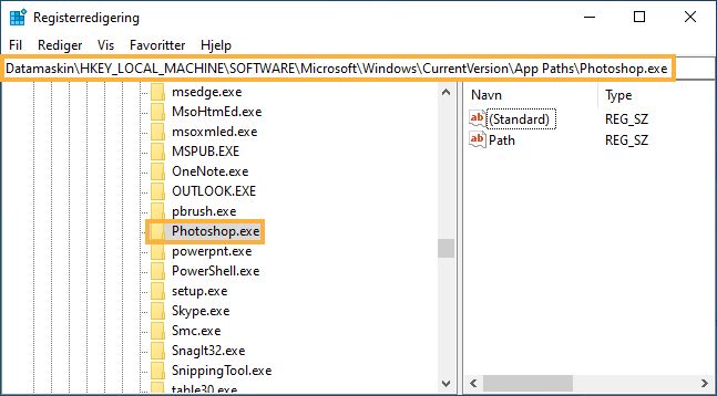 Gå til registernøkkel