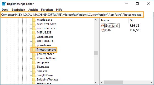 Zu Registrierungsschlüssel navigieren