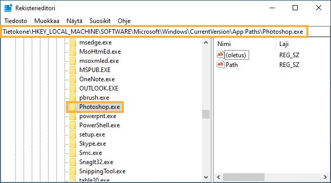 Siirry rekisteriavaimeen