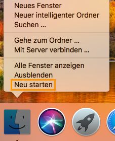 Starten Sie den Finder im Dock neu