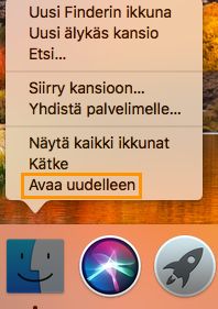Käynnistä Finder Dockista