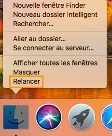 Relancez le Finder à partir du Dock