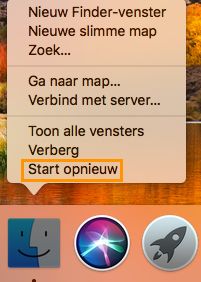 Finder opnieuw starten vanuit het Dock