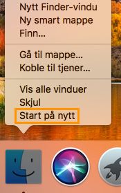Start Finder på nytt fra Dock