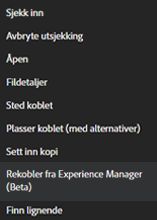 Koble til på nytt fra Experience Manager (Beta)