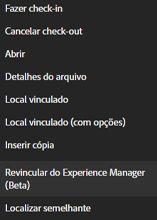 Vincular novamente do Experience Manager (Beta)