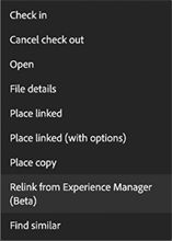 Relink from Experience Manager (Beta)