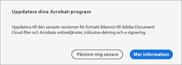Uppdatera Acrobat till den senaste versionen