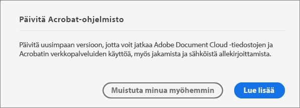 Acrobatin päivittäminen uusimpaan versioon