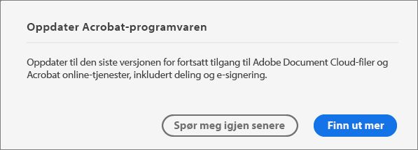 Oppdater Acrobat til nyeste versjon