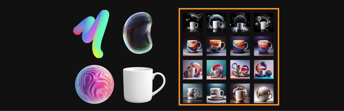 Les variations d’image remixées sont désormais disponibles et placées sur la zone de travail, ce qui indique que Firefly Image Model a été utilisé pour les générer.